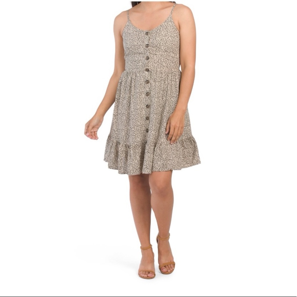 Japna Button Down Tiered Cheetah Print Dress